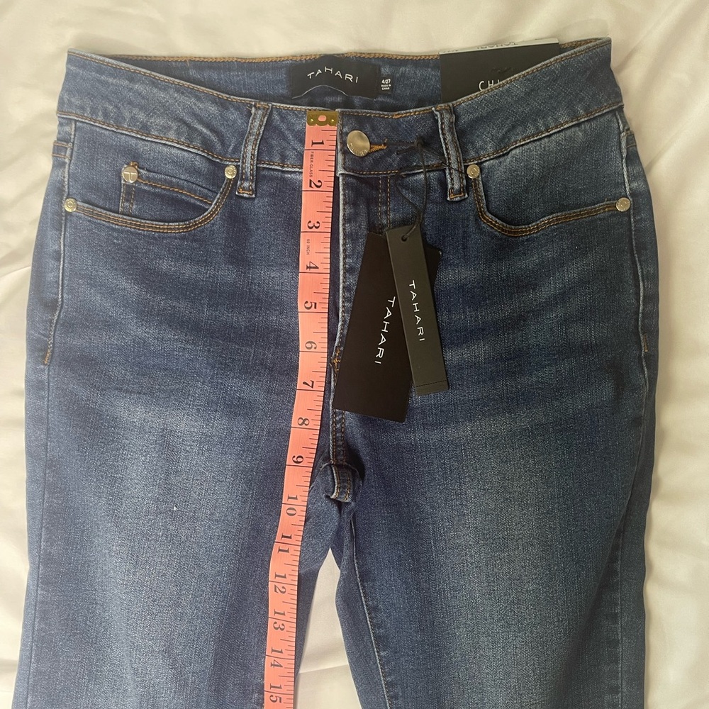 NWT Tahari Blue Skinny Jeans with Stretch and Tapered Leg - Picture 4 of 11